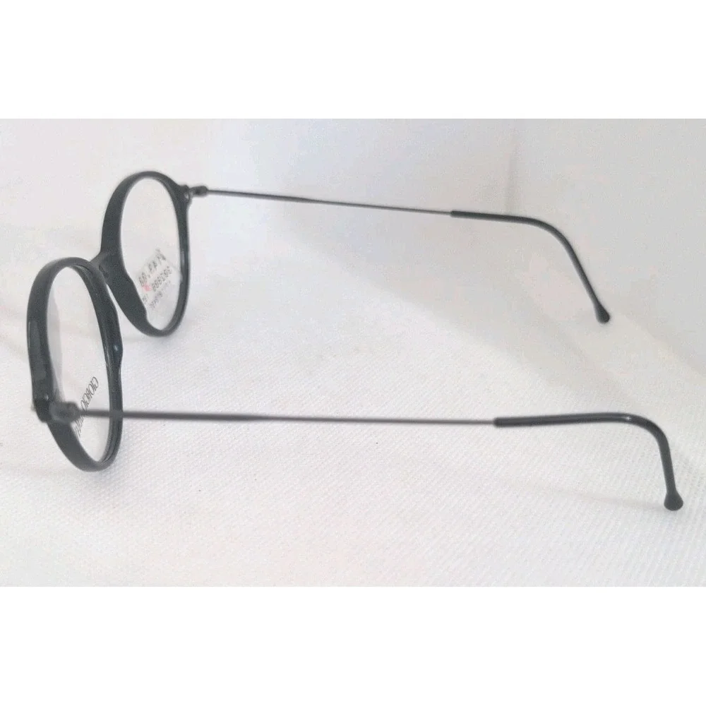 Vintage Giorgio Armani 374 181 Black Round Eyeglasses Frame 49-16-140 NOS Italy